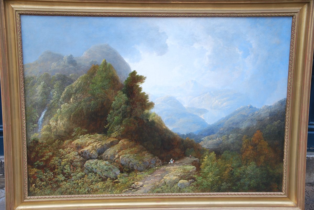   Important Paysage De Montagne Par François Diday 