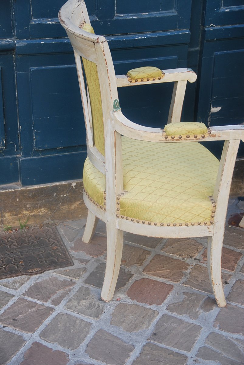 Paire De Fauteuils En Bois Laqué D Epoque Directoire-photo-7