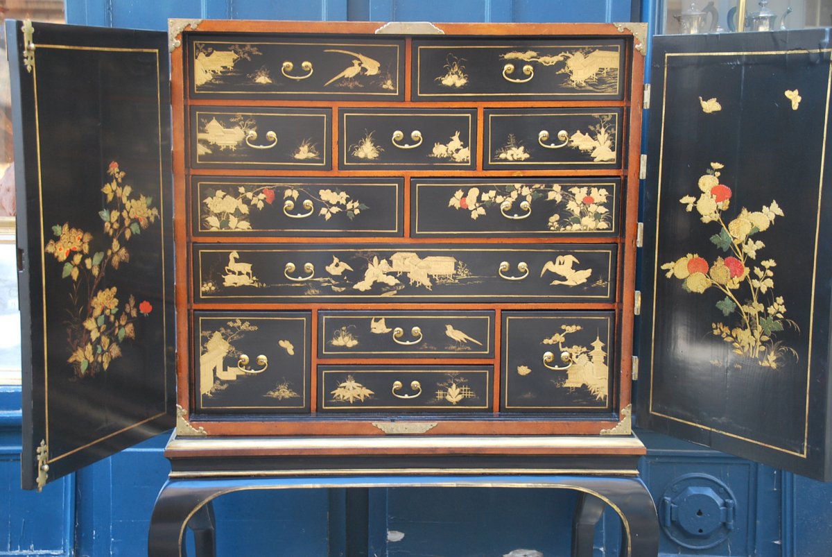 Rare Cabinet En Laque du Japon XIX -photo-8