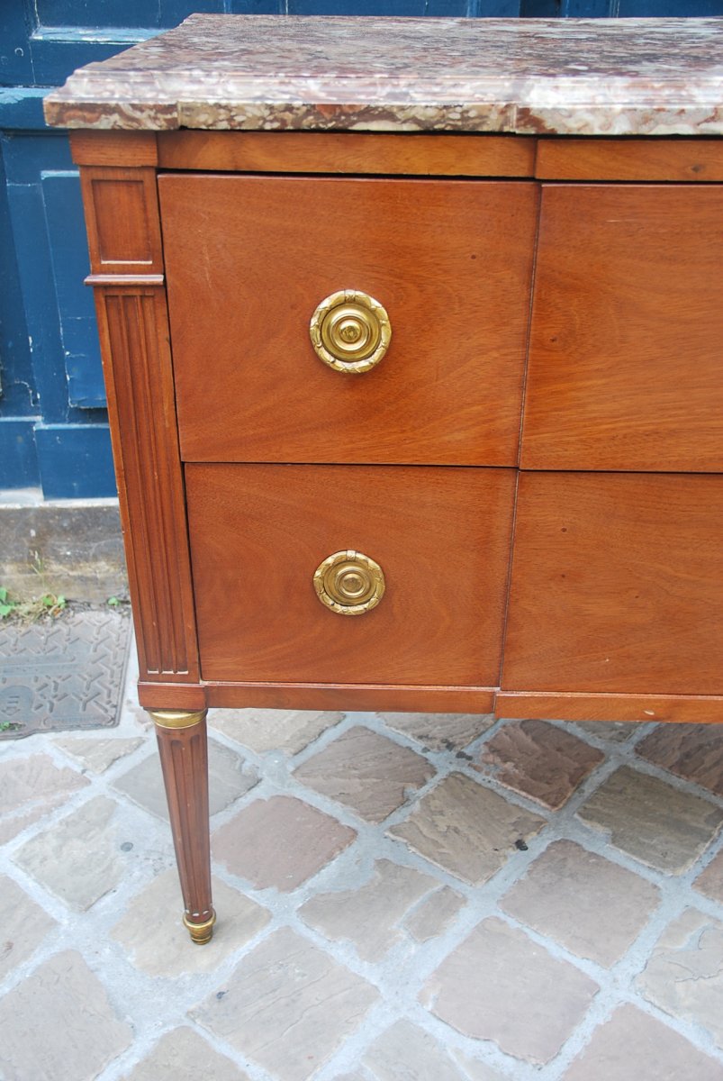 Elegant Mahogany Commode Stamped From Schey Louis XVI Period-photo-2