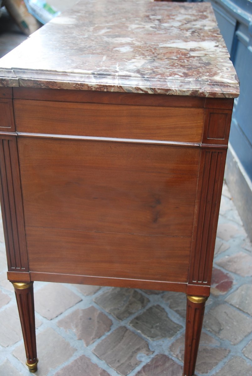 Elegant Mahogany Commode Stamped From Schey Louis XVI Period-photo-4