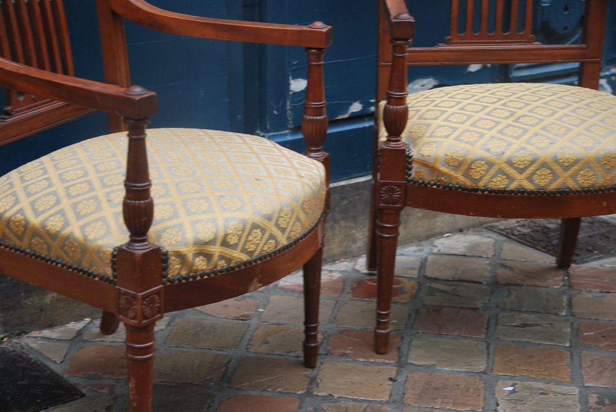 Pair Of Elegant Armchairs In Mahogany D Directoire Period Attributed To Jacob-photo-2