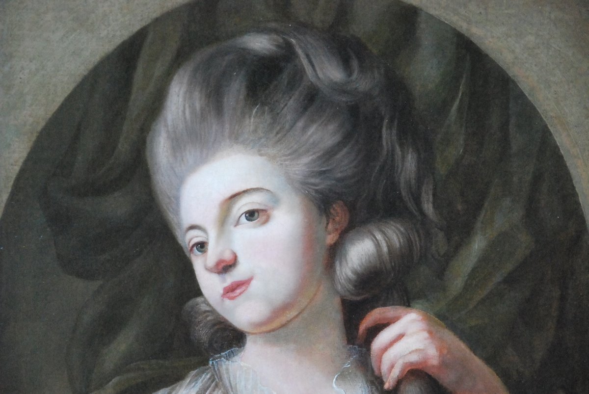 Huile Sur Toile Jeune Femme à Sa Toilette époque Louis XVI ; XVIII-photo-3