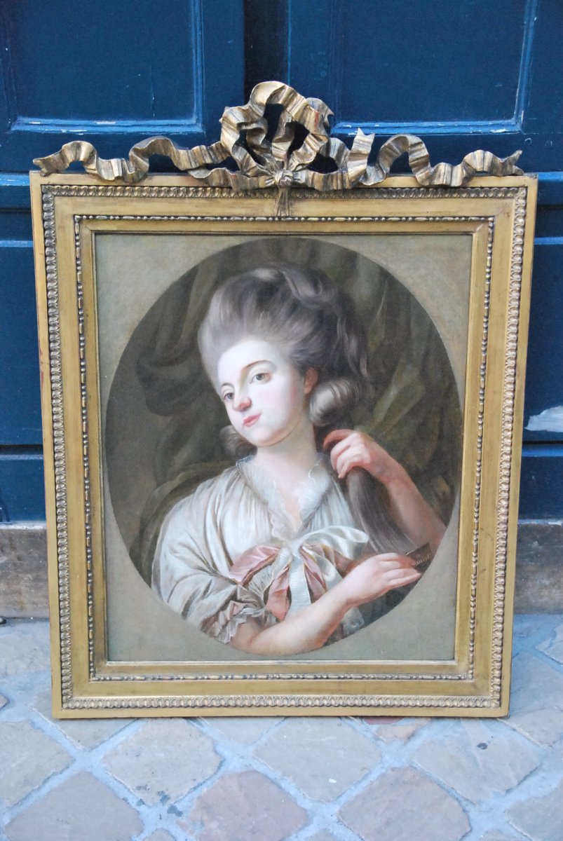 Huile Sur Toile Jeune Femme à Sa Toilette époque Louis XVI ; XVIII