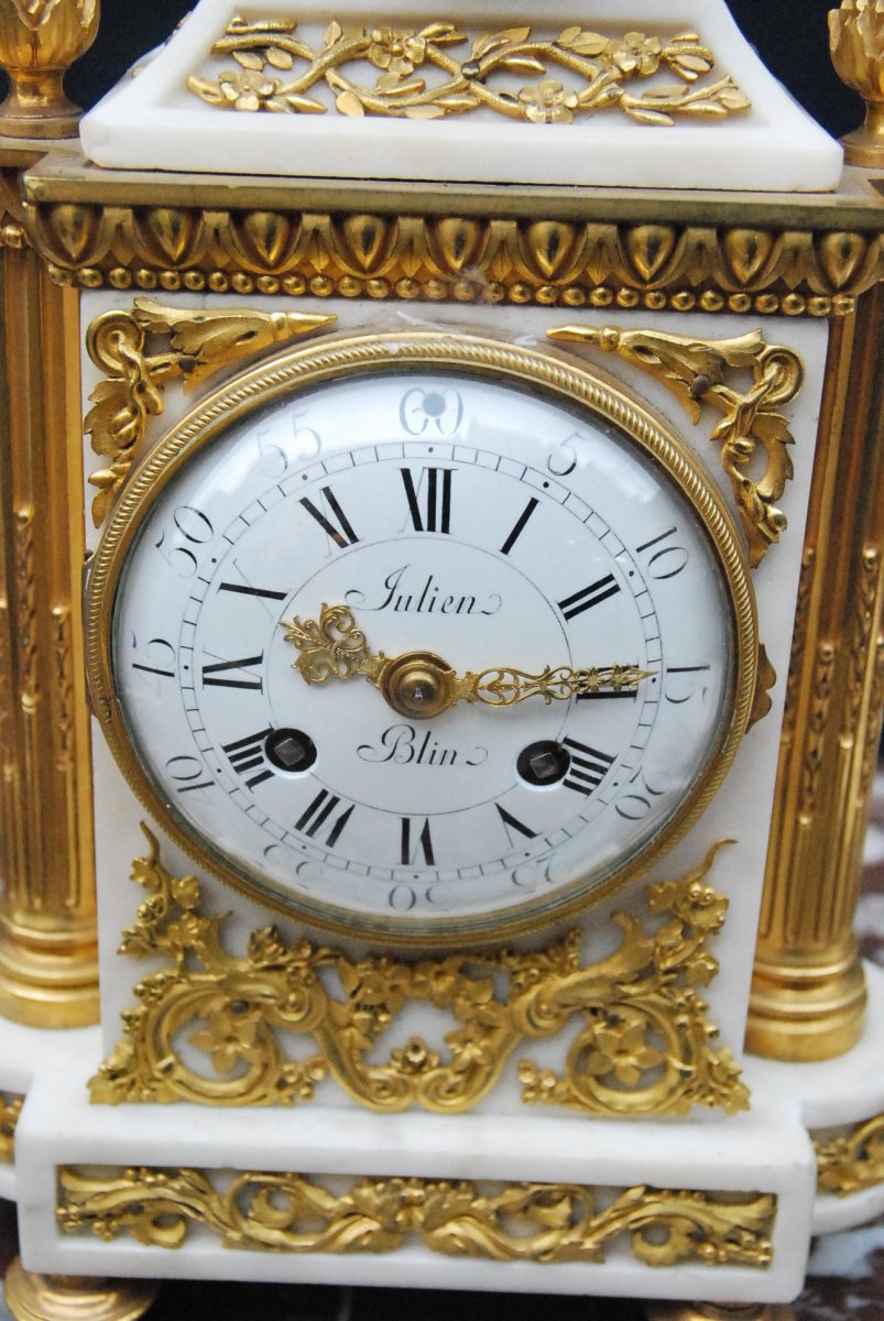 Pendule Marbre Et Bronze époque Louis XVI-photo-6
