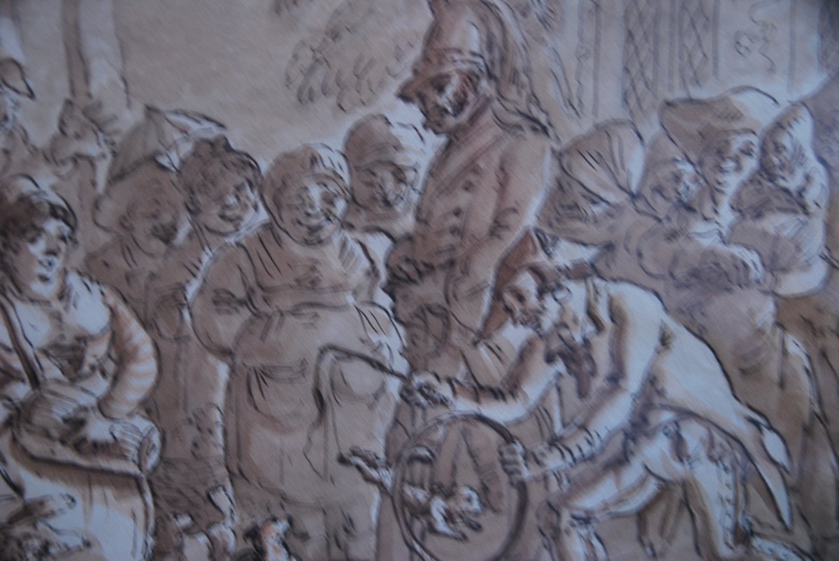 Charmant Dessin Au Lavis  L Amuseur Public-photo-5