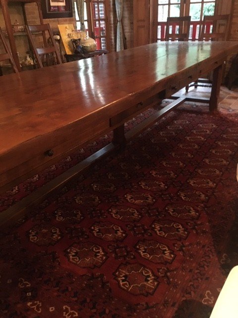 "large And Important Monastery Table In Walnut"-photo-2