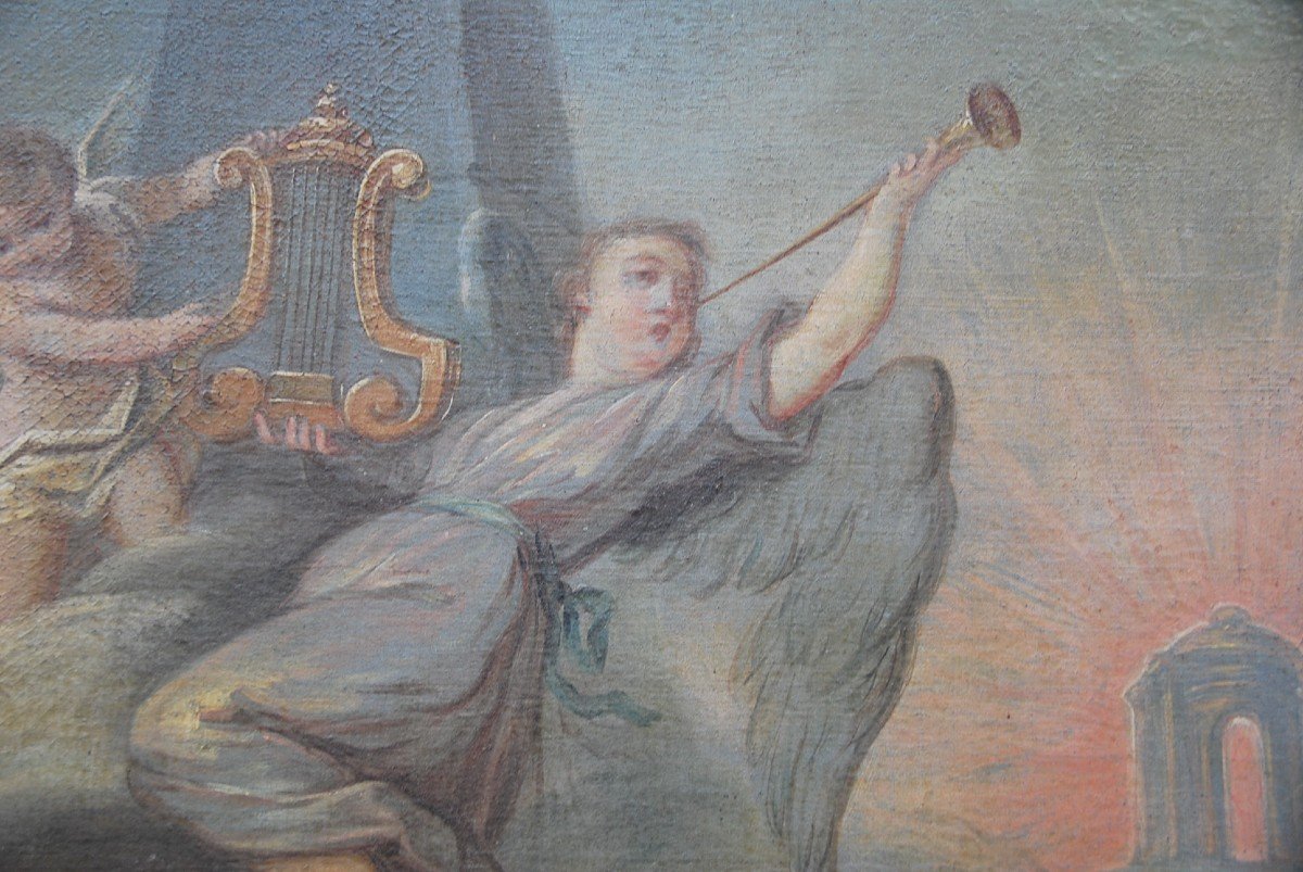 Grande Huile Sur Toile XVIII Allégorie De Lamusique Van Loo-photo-2