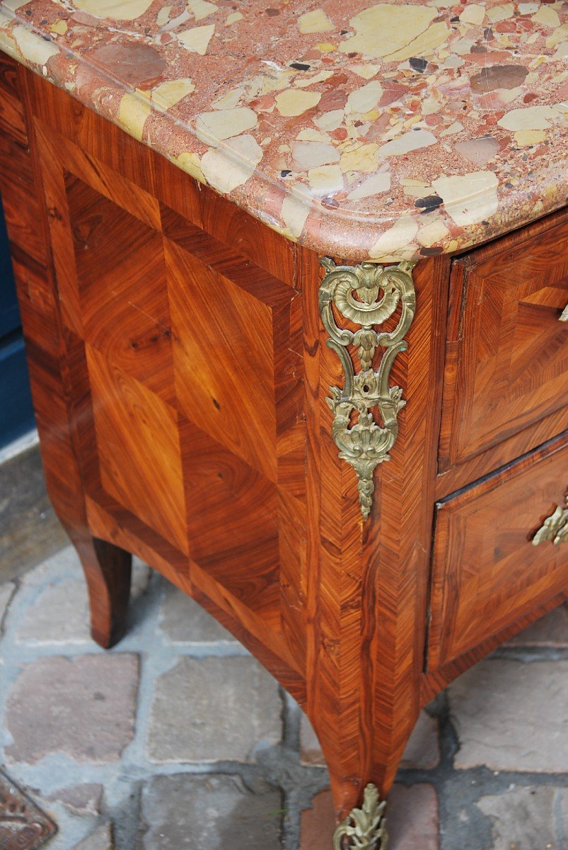 Commode En Placage D époque Régence XVIII-photo-3