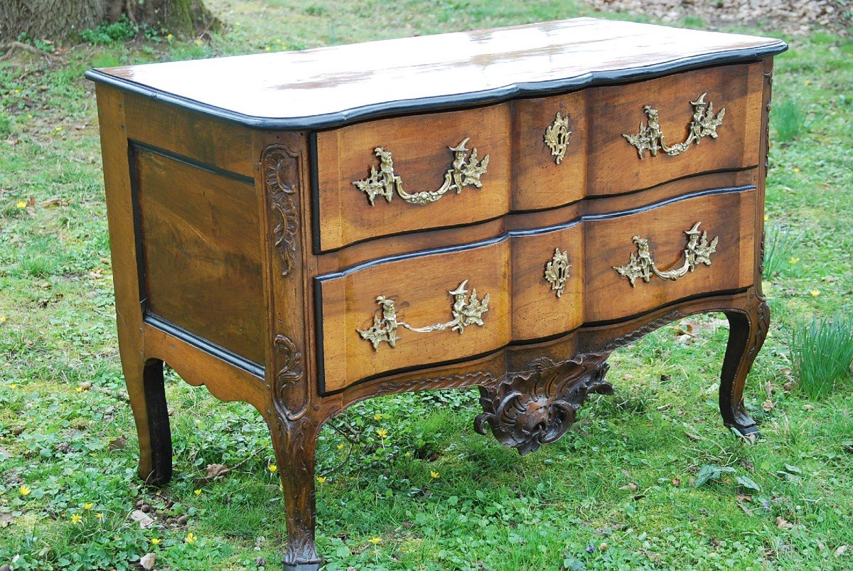 Importante Commode En Noyer Par Hache , époque Louis XV-photo-5