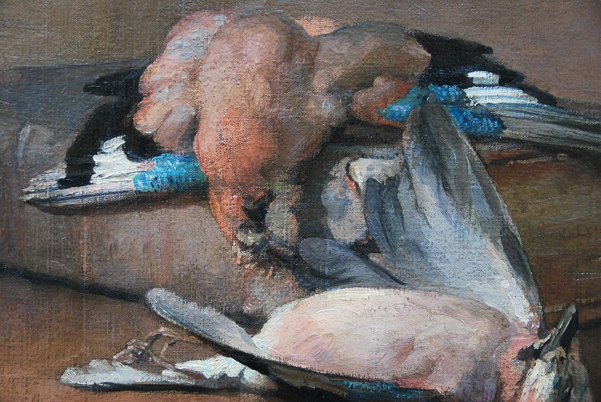Nature Morte Aux Gibiers à Plumes Signée de Auguste Lepère-photo-4