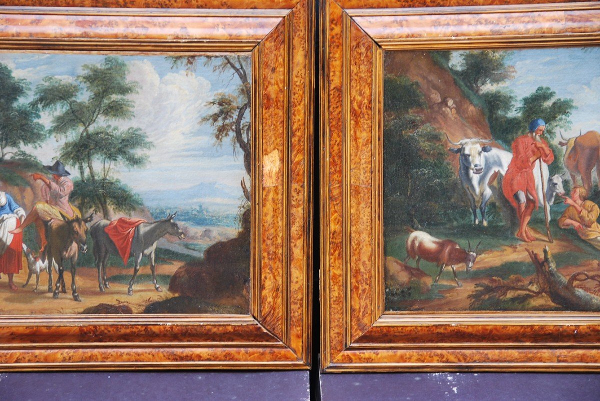 Pair Of Landscapes From XVIII D After Berchem-photo-3