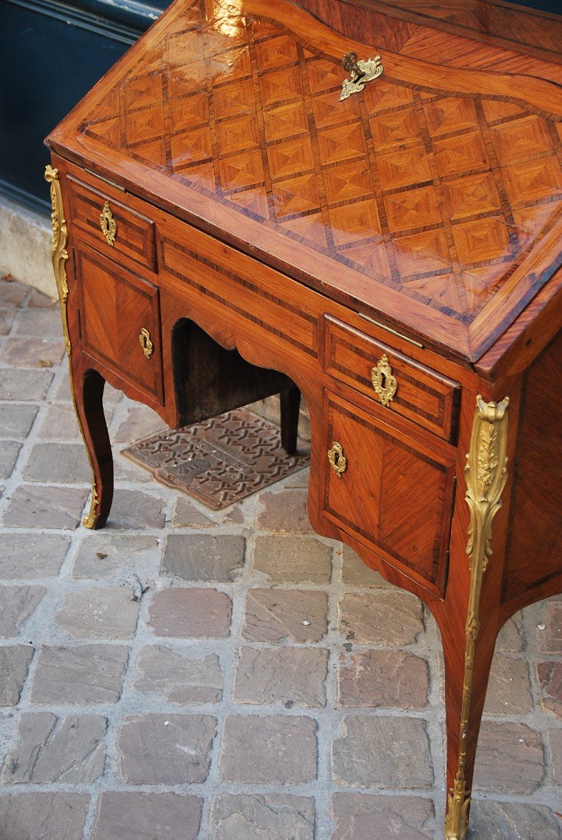 Sloping Coffered Desk Attributed To Pierre II Migeon Louis XV Period-photo-1