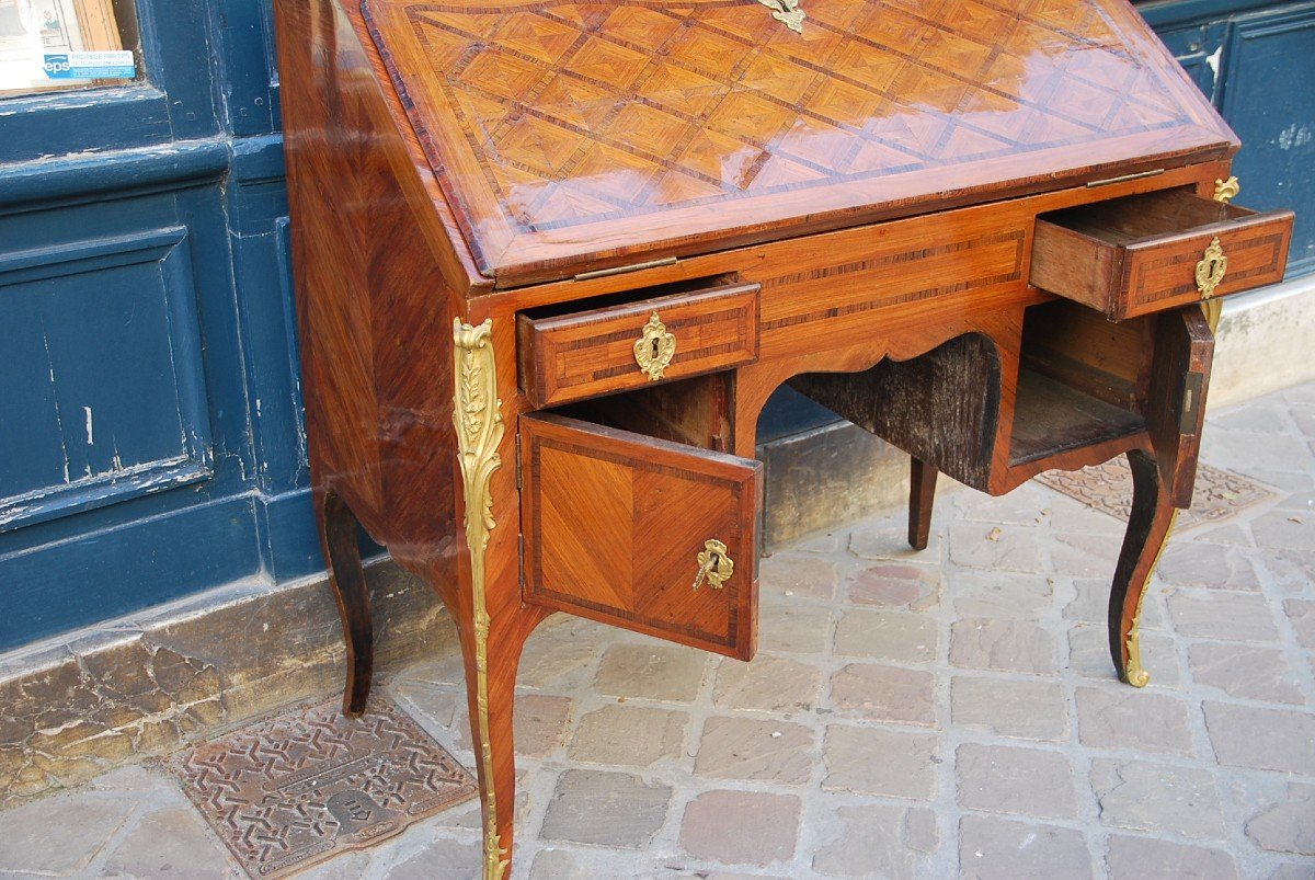 Sloping Coffered Desk Attributed To Pierre II Migeon Louis XV Period-photo-7