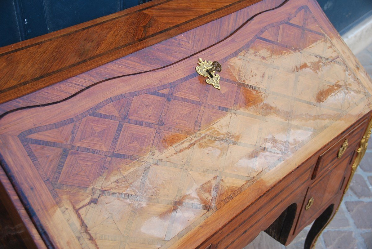 Sloping Coffered Desk Attributed To Pierre II Migeon Louis XV Period-photo-8