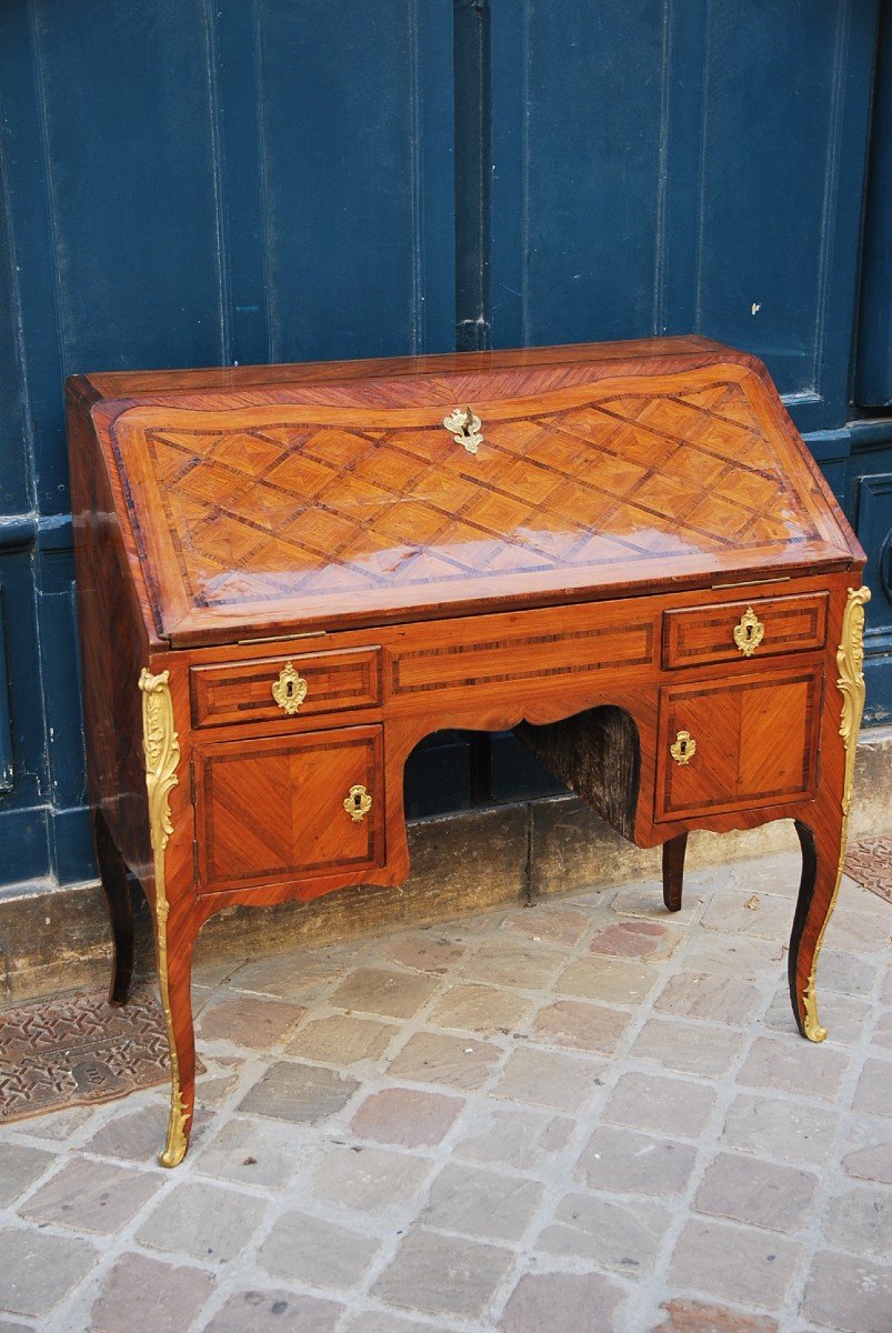 Bureau De Pente à Caissons Attribué à Pierre II Migeon épo Louis XV
