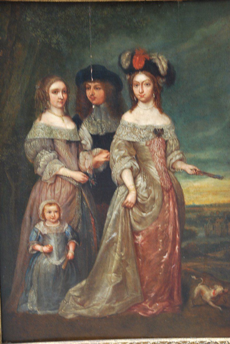 Portrait De Famille Atelier De Netscher  XVII