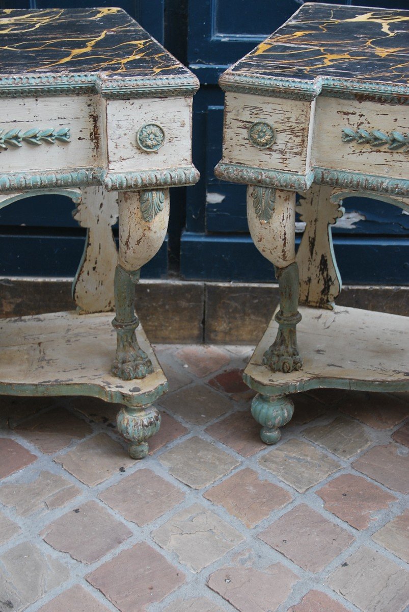 Elegant Pairs Of Italian Consoles D Directoire Period End XVIII