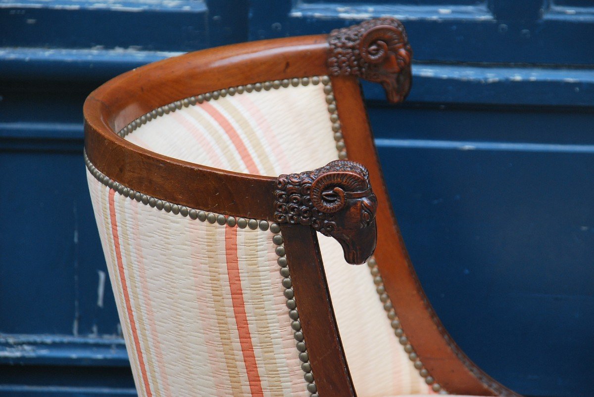 Pair Of Rare Mahogany Bergères Attributed To Séné D Consulate Period-photo-4