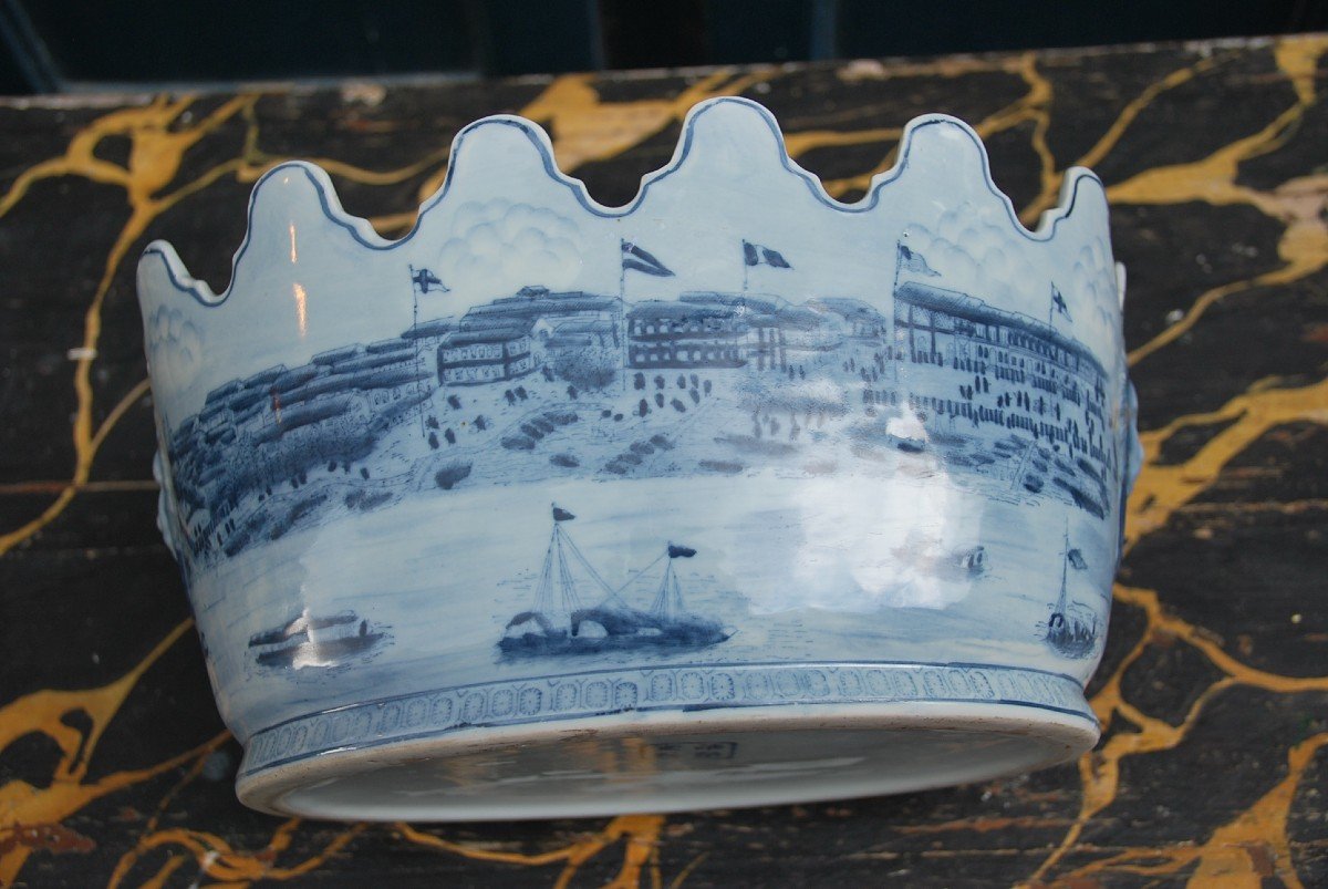 Oval Porcelain Canopy From China White Blue-photo-2