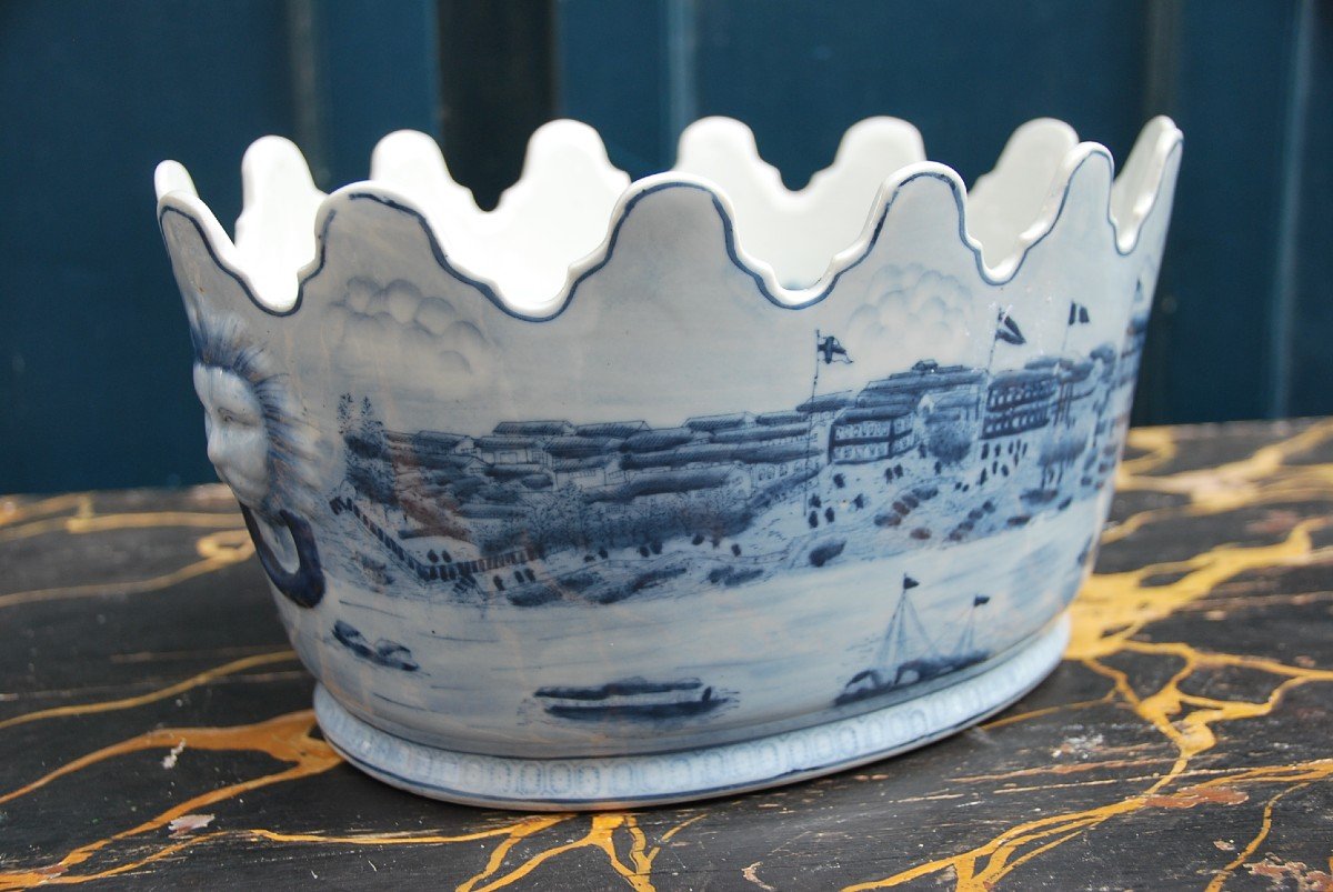 Oval Porcelain Canopy From China White Blue-photo-8