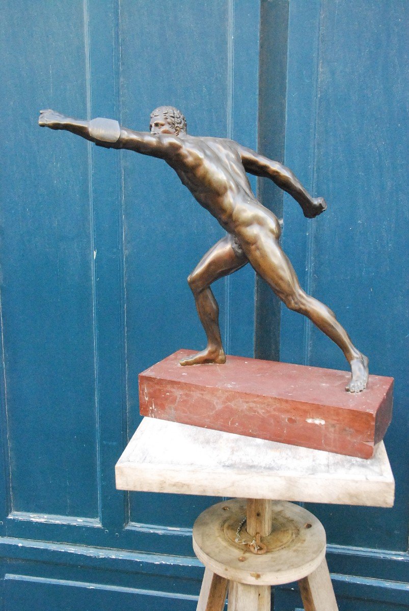 Important Bronze Le Gladiateur Borghèse Début Du XIX-photo-2