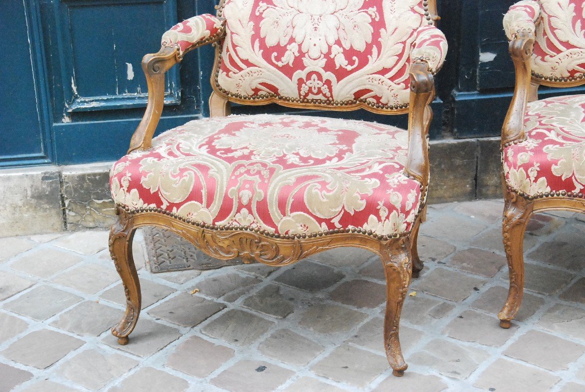 Pair Of Large Armchairs In The Queen D Regence XVIII Period-photo-3