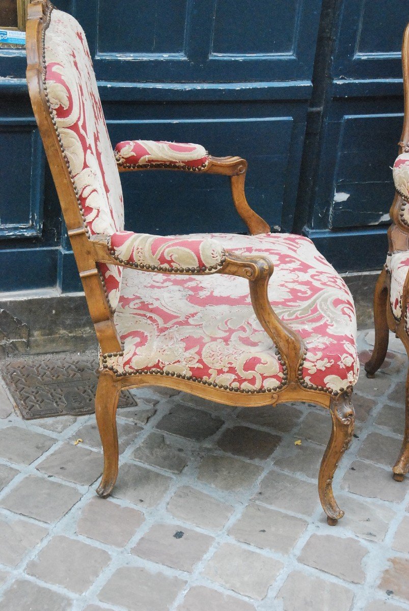 Pair Of Large Armchairs In The Queen D Regence XVIII Period-photo-4