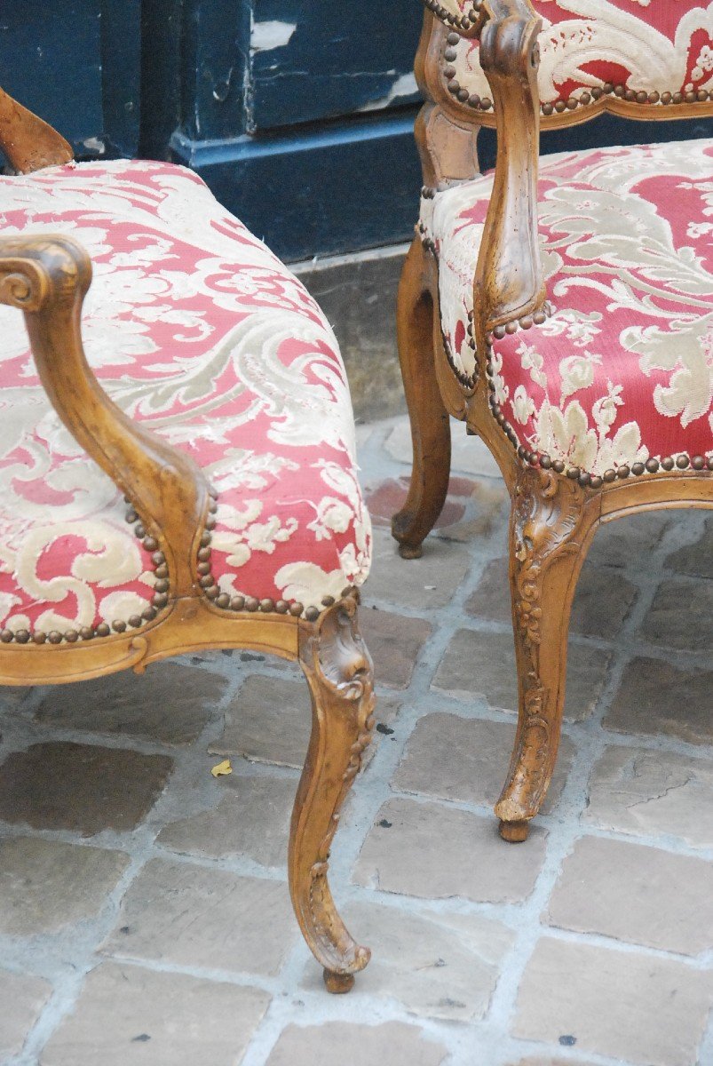 Pair Of Large Armchairs In The Queen D Regence XVIII Period-photo-5