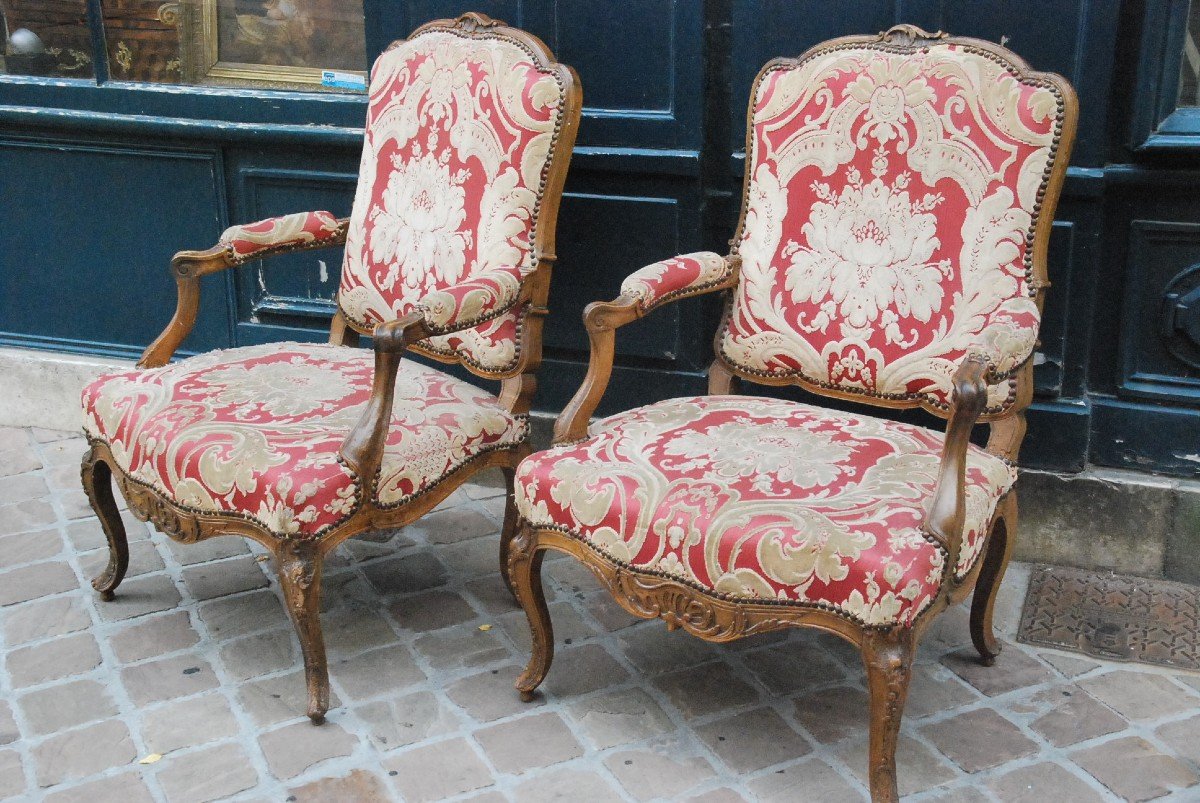 Pair Of Large Armchairs In The Queen D Regence XVIII Period