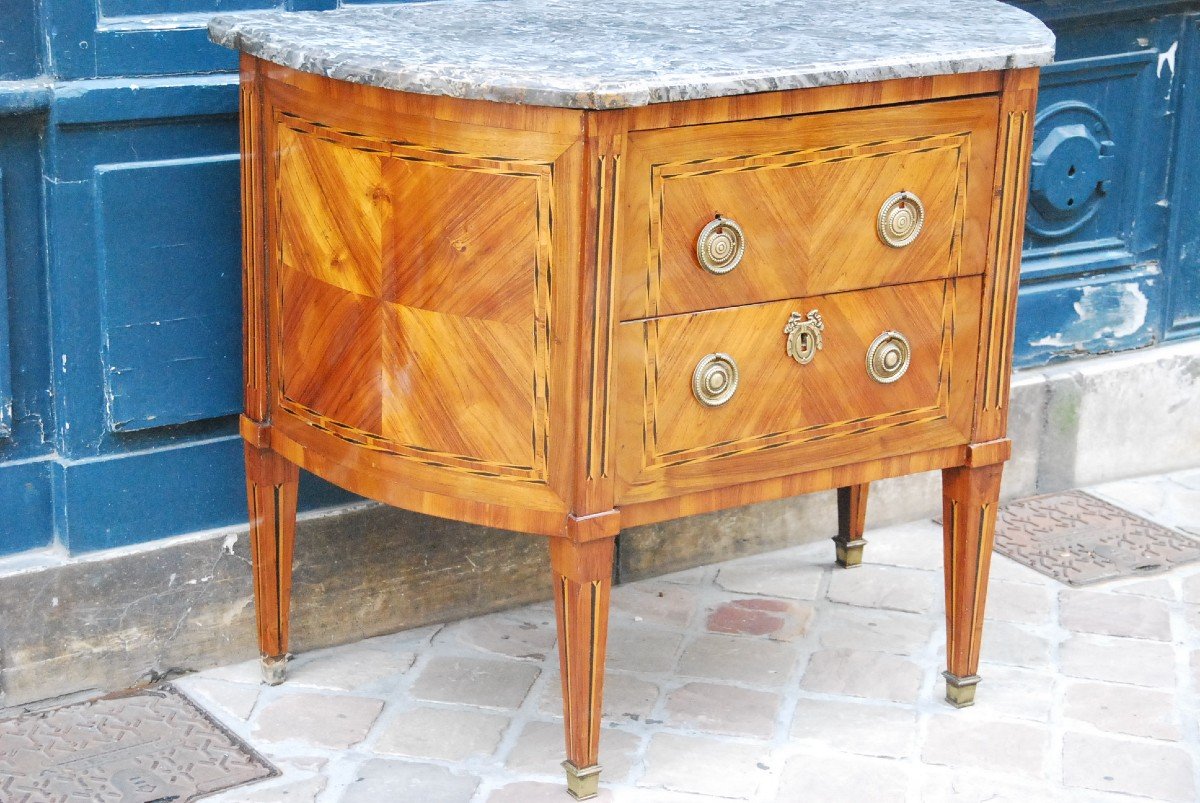 Commode Demi Lune D époque Louis XVI -photo-3