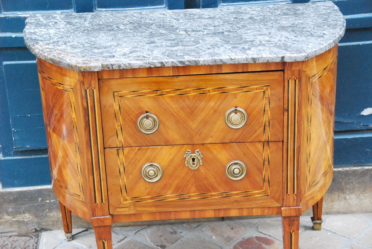 Commode Demi Lune D époque Louis XVI -photo-4