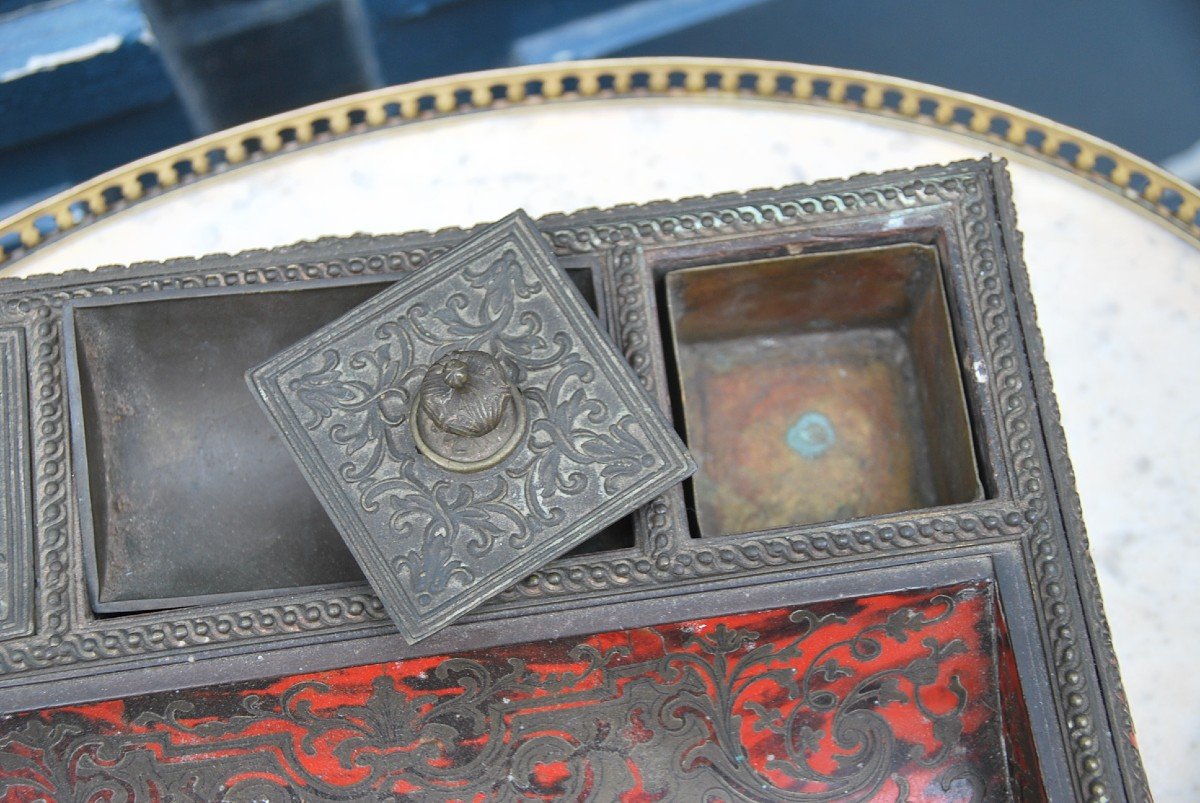 Louis XIV Style Inkwell, Boulle Marquetry-photo-4