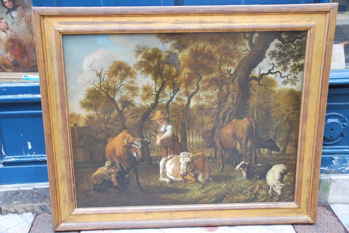 Important Canvas By Jan Victors Holland XVII, Shepherdess And Her Flock-photo-4