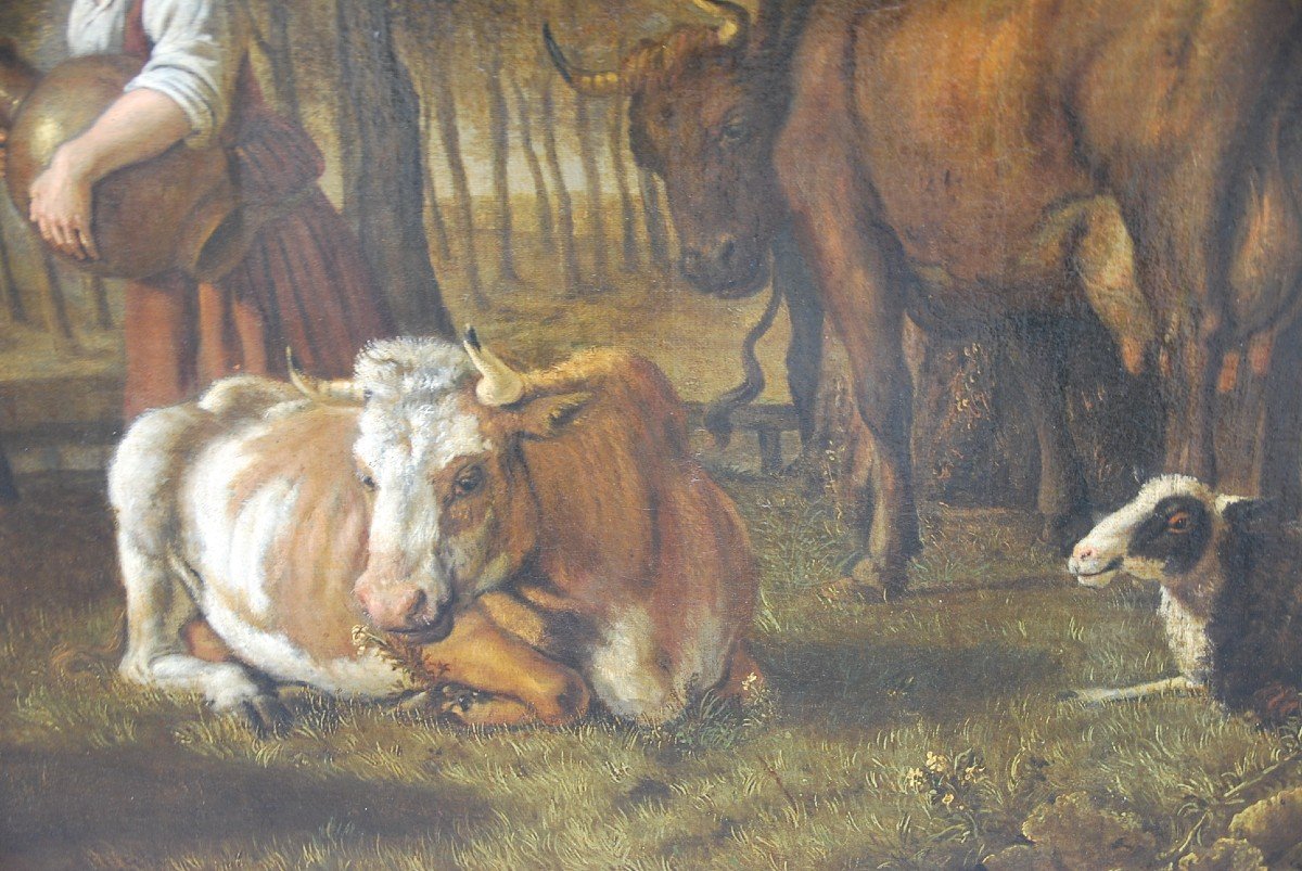 Important Canvas By Jan Victors Holland XVII, Shepherdess And Her Flock-photo-6