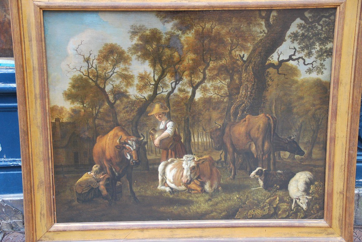 Important Canvas By Jan Victors Holland XVII, Shepherdess And Her Flock-photo-7