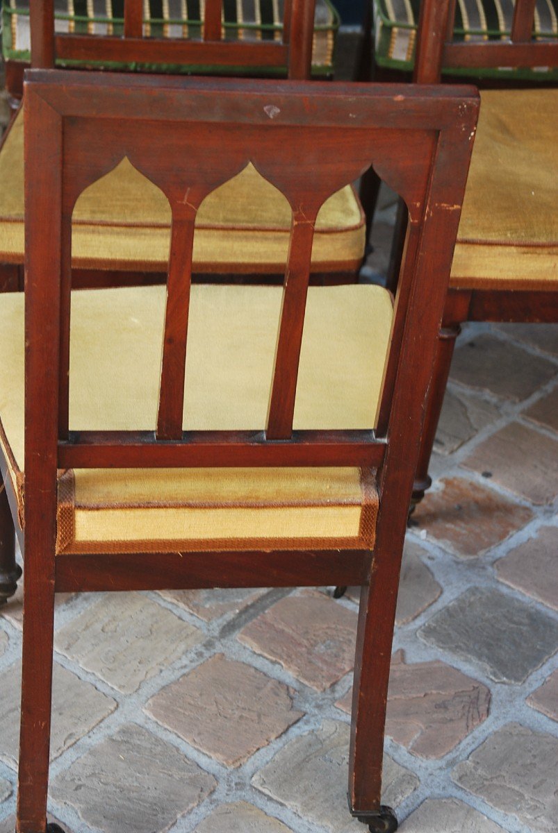 Suite Of 8 Mahogany Chairs D Restoration Period XIX-photo-5