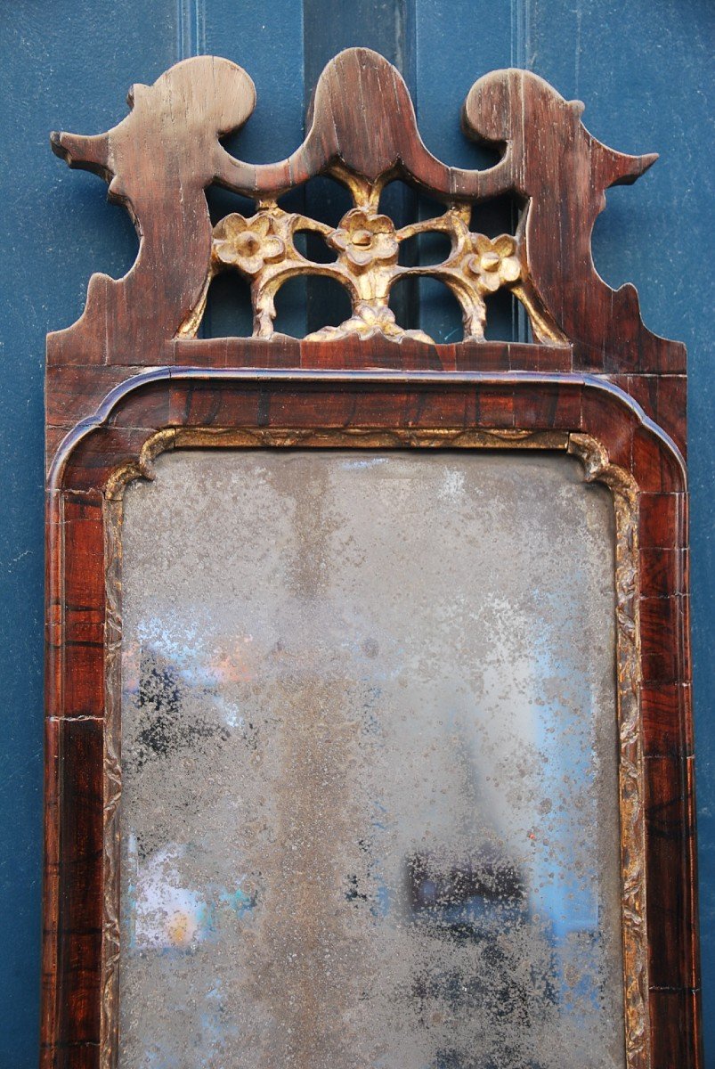 Small Mirror In Veneer And Golden Wood XVIII England-photo-2
