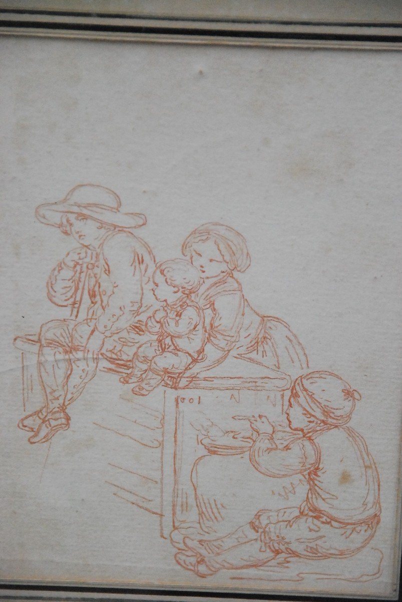 Drawing XVIII In La Saguine, Young Children In The Taste Of Greuze-photo-4