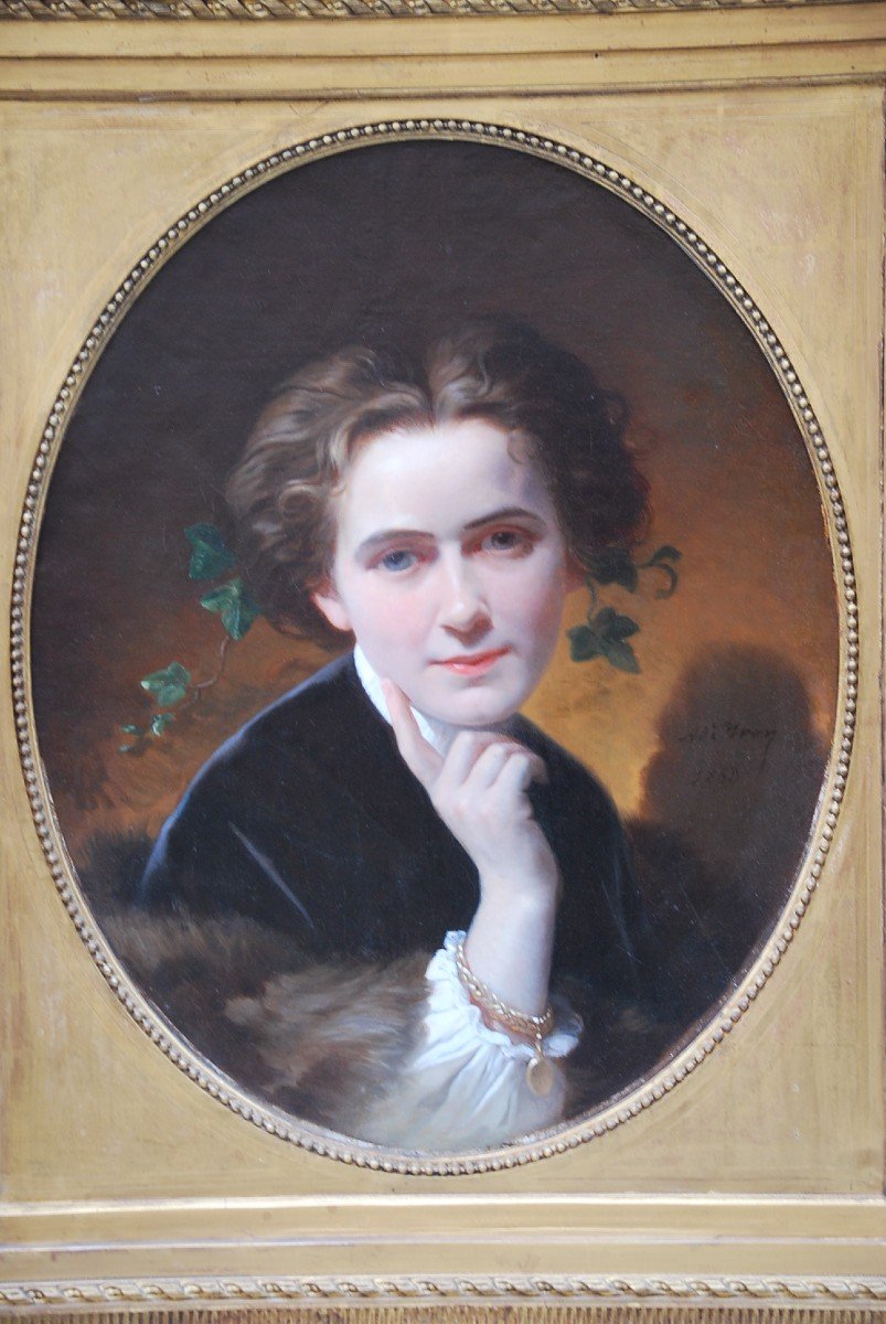 Beau Portait De Femme Signé De Yvon  XIX-photo-3