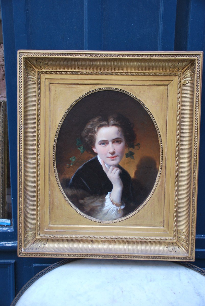 Beau Portait De Femme Signé De Yvon  XIX-photo-4