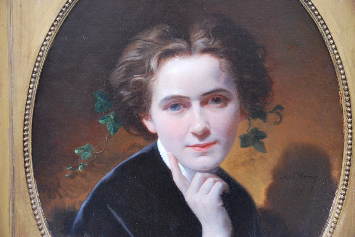 Beau Portait De Femme Signé De Yvon  XIX-photo-2
