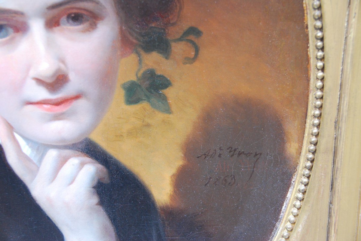 Beau Portait De Femme Signé De Yvon  XIX-photo-3