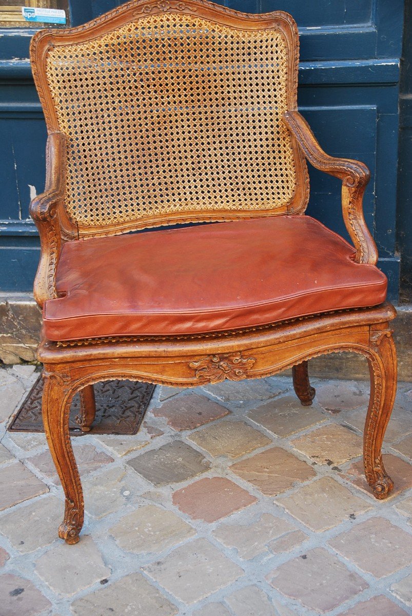 Pair Of Caned Armchairs D Regence XVIII-photo-3