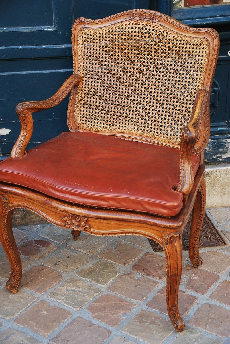 Pair Of Caned Armchairs D Regence XVIII-photo-4