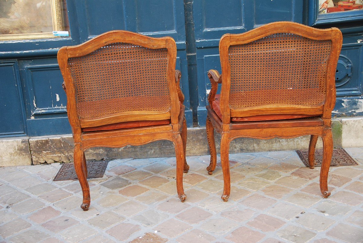 Pair Of Caned Armchairs D Regence XVIII-photo-4