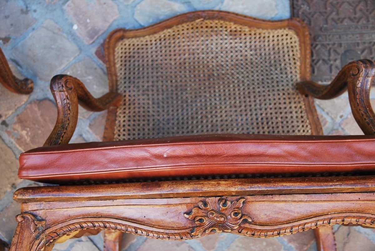 Pair Of Caned Armchairs D Regence XVIII-photo-6