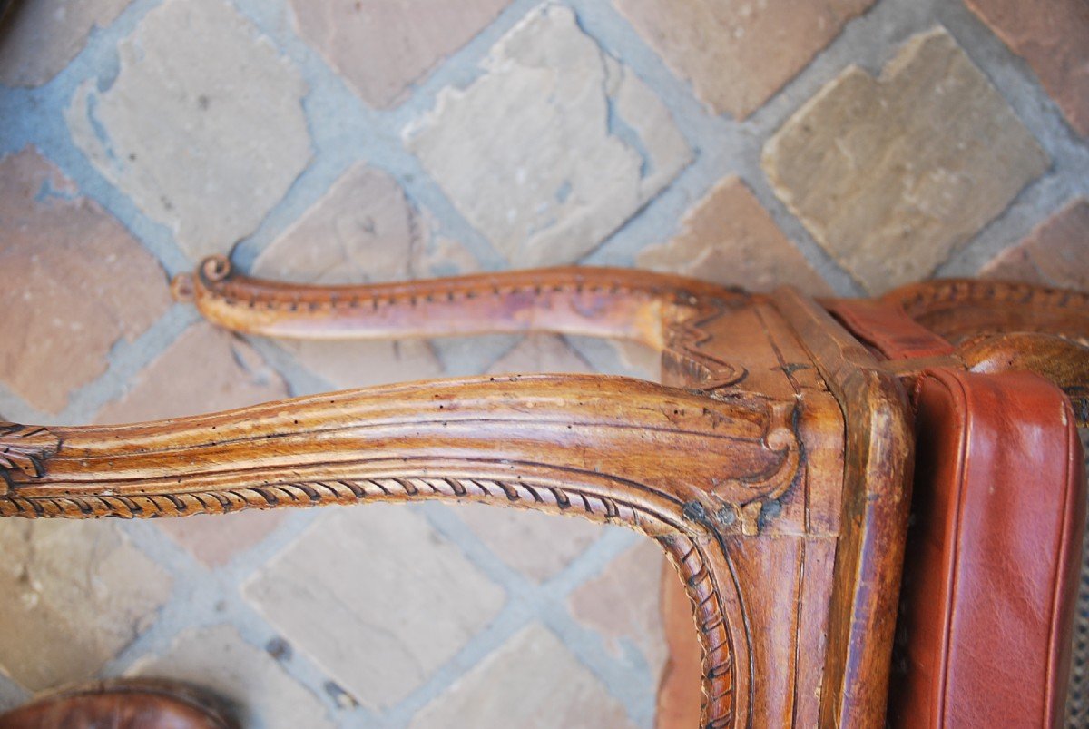 Pair Of Caned Armchairs D Regence XVIII-photo-7