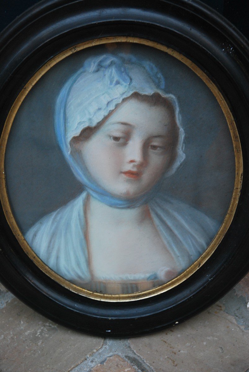 Portrait Pastel Jeune Femme Suiveur De Greuze