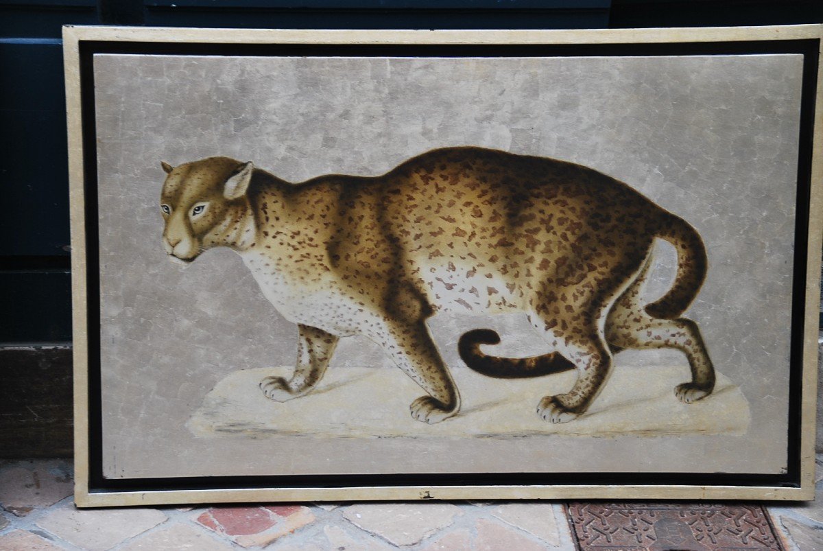 Lacquer Panels With Gold Background, Pair Of Panthers XX-photo-6